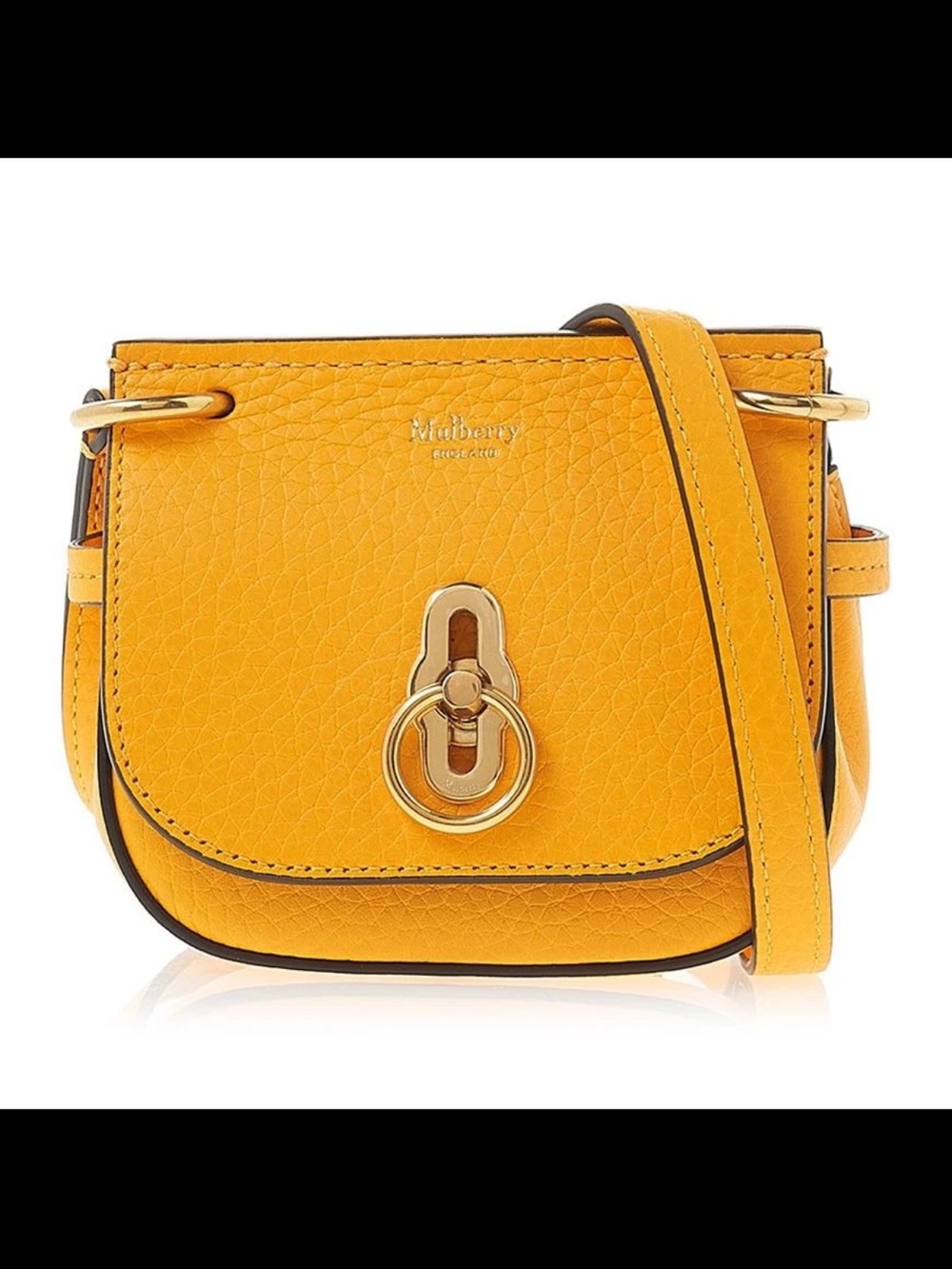 Mulberry Yellow Pebbled Leather Crossbody Bag with Gold Hardware